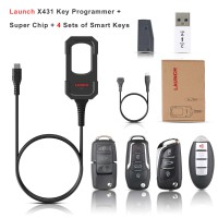 2024 Launch X431 Key Programmer + Super Chip + 4 Sets of Smart Keys Work With X431 IMMO Plus/ X431 IMMO Elite/ PAD VII/ PAD V