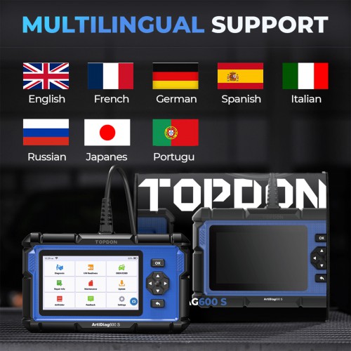 TOPDON Artidiag 600S Mid-level Diagnostic Scanner Support Oil,Brake,SAS,BMS,ABS Bleeding, ETS, DPF and TPMS LifeTime Free Update