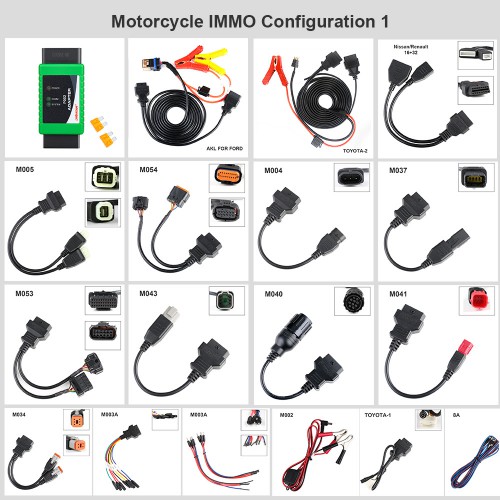 OBDSTAR MOTO IMMO Kits Motorcycle Full Adapters Configuration 1 pour X300 DP Plus X300 Pro4 avec MOTO IMMO License