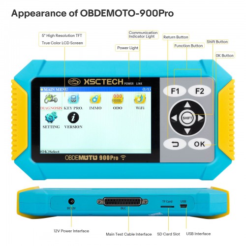 OBDEMOTO 900PRO Motorcycle Electronic Diagnostic Tool Key Matching ODO Mileage Adjustment for BMW Ducat Harley Honda