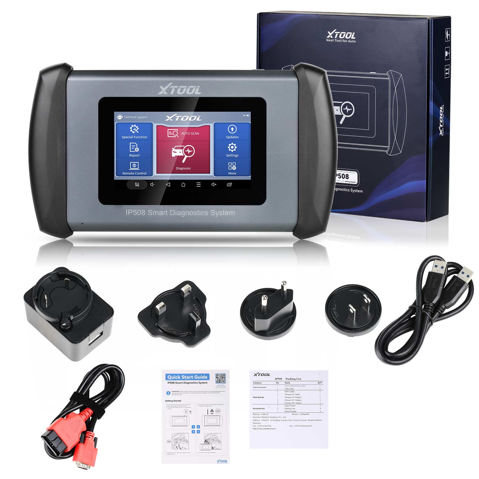 XTOOL InPlus IP508 OBD2 System Diagnostic Tools ABS SRS Scanner de